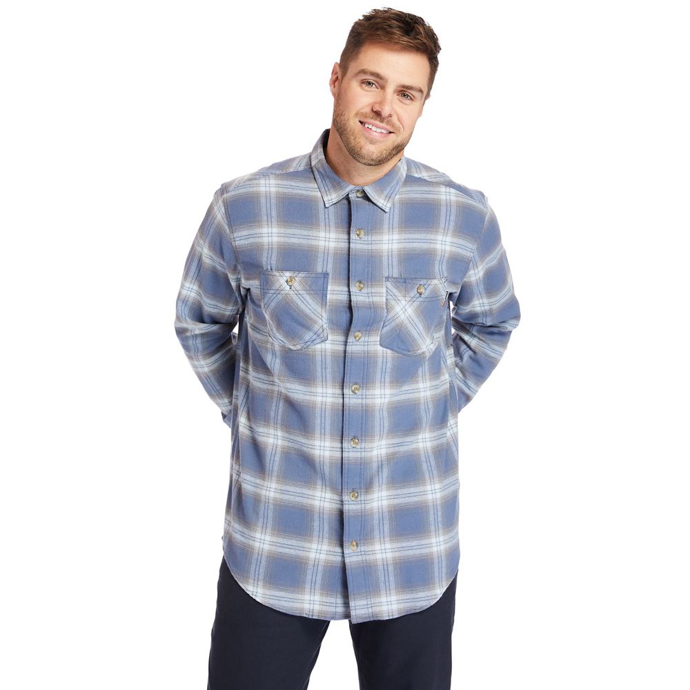 Camisa Timberland Hombre Pro® Big & Tall Woodfort Flex Flannel Work Azules - Chile IJD-270918